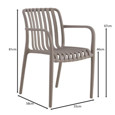 MODA Πολυθρόνα Στοιβαζόμενη PP - UV Protection Απόχρωση Mocha