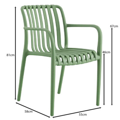 MODA Πολυθρόνα Στοιβαζόμενη PP - UV Protection Απόχρωση Πράσινο