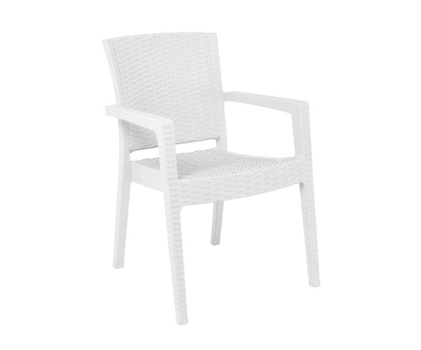LORA-Pro Πολυθρόνα Στοιβαζόμενη, PP (Rattan Look) Απόχρωση Άσπρο LORA-Pro Πολυθρόνα Στοιβαζόμενη, PP (Rattan Look) Απόχρωση Άσπρο