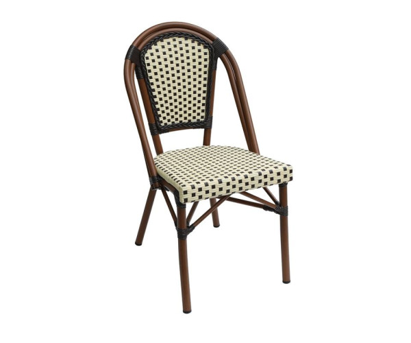 PARIS Καρέκλα Bistro Αλουμίνιο Καρυδί, Wicker Μπεζ - Καφέ, Στοιβαζόμενη PARIS Καρέκλα Bistro Αλουμίνιο Καρυδί, Wicker Μπεζ - Καφέ, Στοιβαζόμενη
