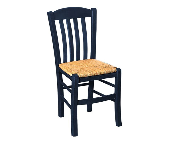 CASA Καρέκλα Οξιά Βαφή Εμποτισμού Ανιλίνη Μπλε, Κάθισμα Ψάθα