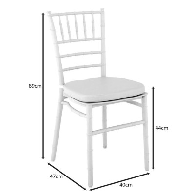 ILONA Καρέκλα-Pro Εστίασης - Catering Στοιβαζόμενη PP Άσπρο Μαξιλάρι Pu Άσπρο (Αδιάβροχο)