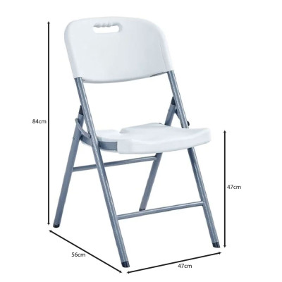 BLOW Καρέκλα Πτυσσόμενη, Μέταλλο Βαφή Γκρι, HDPE Άσπρο (ΣΕΤ 6 τεμ)