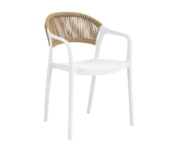 DONNA Πολυθρόνα-Pro Στοιβαζόμενη, PP-UV Άσπρο, Rope Wicker Φυσικό DONNA Πολυθρόνα-Pro Στοιβαζόμενη, PP-UV Άσπρο, Rope Wicker Φυσικό