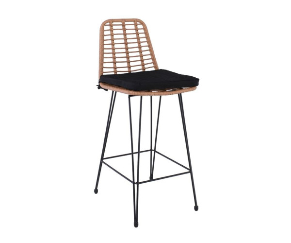 SALSA Σκαμπό BAR-Pro με Πλάτη, Μέταλλο Βαφή Μαύρο - Wicker Φυσικό, με Μαξιλάρι Μαύρο SALSA Σκαμπό BAR-Pro με Πλάτη, Μέταλλο Βαφή Μαύρο - Wicker Φυσικό, με Μαξιλάρι Μαύρο