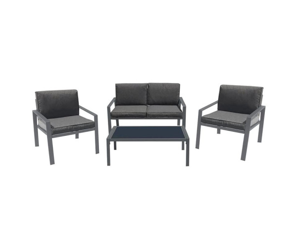 RIVIAN Set Σαλόνι Κήπου 4τεμ, Μέταλλο Βαφή Ανθρακί, Μαξιλάρια Γκρι RIVIAN Set Σαλόνι Κήπου 4τεμ, Μέταλλο Βαφή Ανθρακί, Μαξιλάρια Γκρι