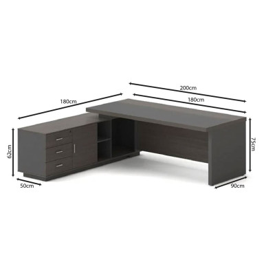 VIP Γραφείο Αριστερή Γωνία, Απόχρωση Grey Walnut
