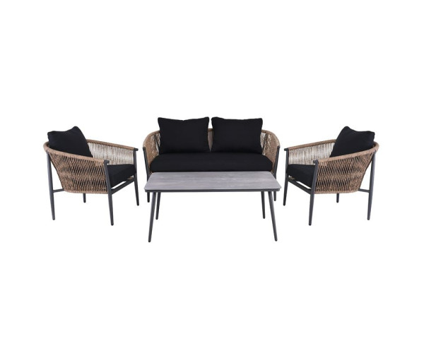 GASBA Set Σαλόνι Κήπου 4τεμ, Alu Ανθρακί, Rope Wicker Φυσικό, Μαξιλάρια Σκούρο Γκρι GASBA Set Σαλόνι Κήπου 4τεμ, Alu Ανθρακί, Rope Wicker Φυσικό, Μαξιλάρια Σκούρο Γκρι