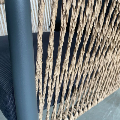 GASBA Set Σαλόνι Κήπου 4τεμ, Alu Ανθρακί, Rope Wicker Φυσικό, Μαξιλάρια Σκούρο Γκρι