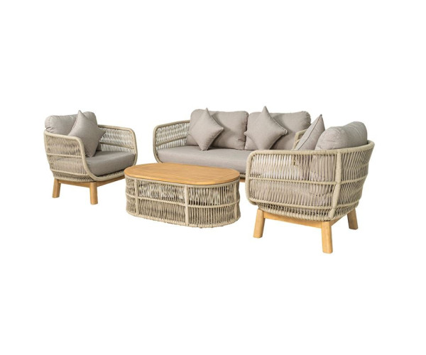 MARK Set Σαλόνι Κήπου 4τεμ, Acacia Φυσικό, Μαξιλάρια Μπεζ Rope Wicker Μπεζ MARK Set Σαλόνι Κήπου 4τεμ, Acacia Φυσικό, Μαξιλάρια Μπεζ Rope Wicker Μπεζ