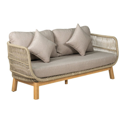MARK Set Σαλόνι Κήπου 4τεμ, Acacia Φυσικό, Μαξιλάρια Μπεζ Rope Wicker Μπεζ