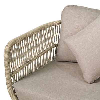 MARK Set Σαλόνι Κήπου 4τεμ, Acacia Φυσικό, Μαξιλάρια Μπεζ Rope Wicker Μπεζ