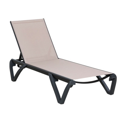 CAPRI K/D Ξαπλώστρα Αλουμίνιο Μαύρο, PP-UV Μαύρο - Textilene Cappuccino (ΣΕΤ 2 τεμ)