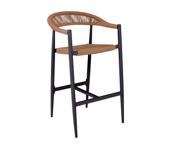 MADY Σκαμπό Bar, ALU Ανθρακί, Rope Wicker Φυσικό MADY Σκαμπό Bar, ALU Ανθρακί, Rope Wicker Φυσικό