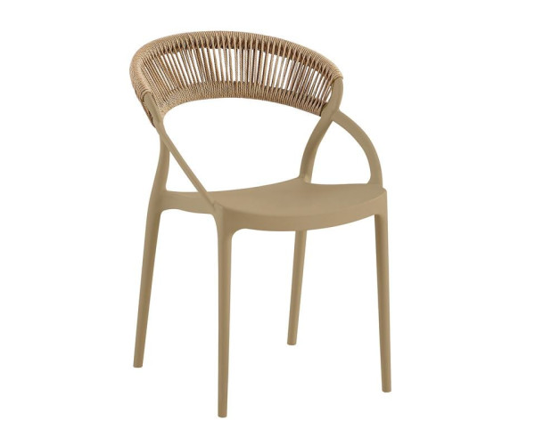 DORA Πολυθρόνα Στοιβαζόμενη, PP Tortora, Rope Wicker Φυσικό DORA Πολυθρόνα Στοιβαζόμενη, PP Tortora, Rope Wicker Φυσικό