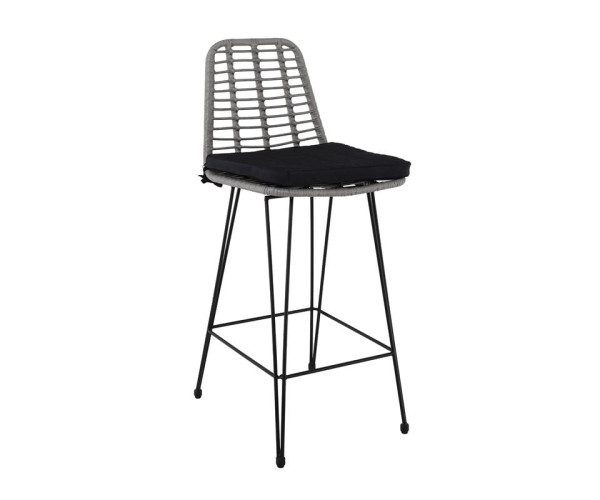 SALSA Σκαμπό BAR-Pro με Πλάτη, Μέταλλο Βαφή Μαύρο - Wicker Γκρι, με Μαξιλάρι Μαύρο SALSA Σκαμπό BAR-Pro με Πλάτη, Μέταλλο Βαφή Μαύρο - Wicker Γκρι, με Μαξιλάρι Μαύρο