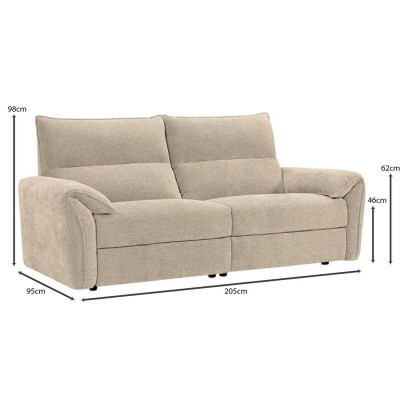 DALLAS Relax Καναπές 3-θέσιος Σαλονιού - Καθιστικού, Ύφασμα Μπεζ