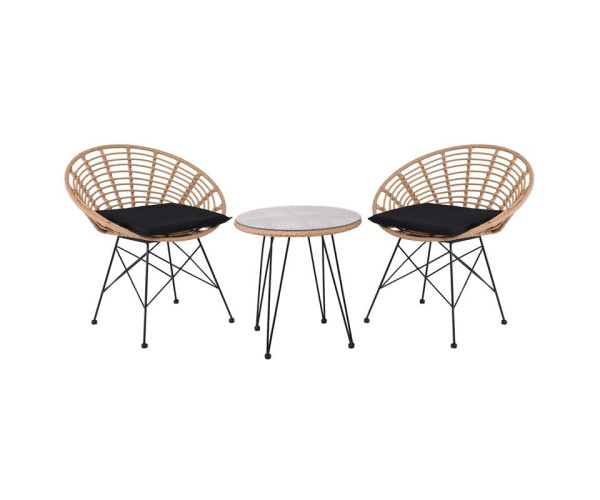 SALSA Coral Coffee Set Κήπου Μέταλλο Μαύρο - Γυαλί - Wicker Φυσικό: Τραπεζάκι+2 Πολυθρόνες SALSA Coral Coffee Set Κήπου Μέταλλο Μαύρο - Γυαλί - Wicker Φυσικό: Τραπεζάκι+2 Πολυθρόνες