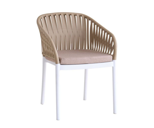 EMERY Πολυθρόνα Βεράντας-Κήπου PP-UV Sand Beige-Άσπρο, Μαξιλάρι Μπεζ (KD)