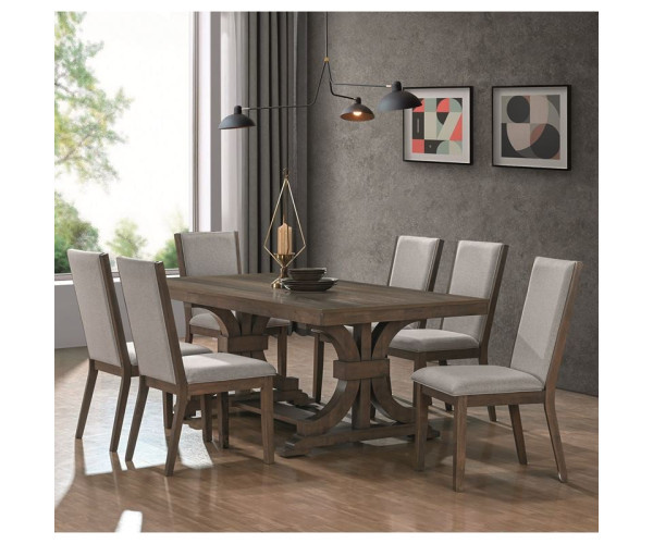 KING Set Τραπεζαρία Ξύλινη Σαλονιού: Τραπέζι+6 Καρέκλες, Antique Grey Walnut, Ύφ.Γκρι KING Set Τραπεζαρία Ξύλινη Σαλονιού: Τραπέζι+6 Καρέκλες, Antique Grey Walnut, Ύφ.Γκρι