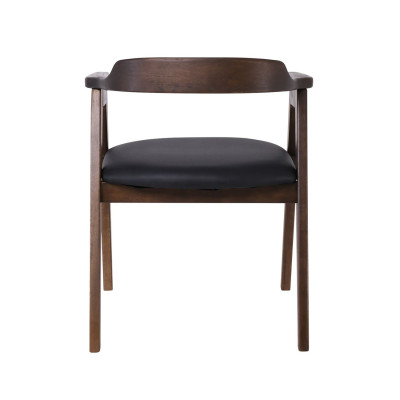 SELVA Πολυθρόνα Τραπεζαρίας, Απόχρωση Καρυδί, Pu Μαύρο (ΣΕΤ 2 τεμ)