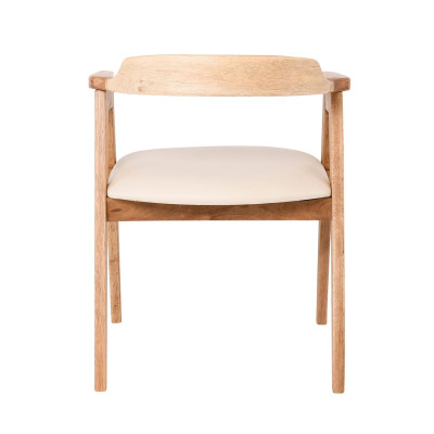 SELVA Πολυθρόνα Τραπεζαρίας, Απόχρωση Φυσικό, Pu Εκρού (ΣΕΤ 2 τεμ)