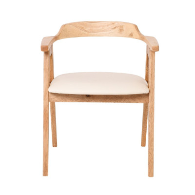 SELVA Πολυθρόνα Τραπεζαρίας, Απόχρωση Φυσικό, Pu Εκρού (ΣΕΤ 2 τεμ)