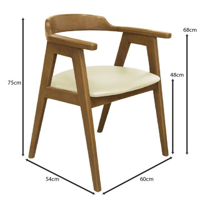 SELVA Πολυθρόνα Τραπεζαρίας, Απόχρωση Φυσικό, Pu Εκρού (ΣΕΤ 2 τεμ)