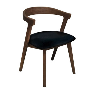 SANDRA Καρέκλα Τραπεζαρίας, Απόχρωση Καρυδί, Pu Μαύρο (ΣΕΤ 2 τεμ)