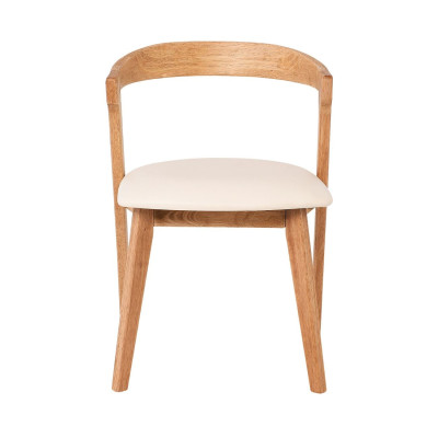 SANDRA Καρέκλα Τραπεζαρίας, Απόχρωση Φυσικό, Pu Εκρού (ΣΕΤ 2 τεμ)