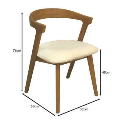 SANDRA Καρέκλα Τραπεζαρίας, Απόχρωση Φυσικό, Pu Εκρού (ΣΕΤ 2 τεμ)