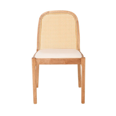 HENLEY Καρέκλα Τραπεζαρίας, Απόχρωση Φυσικό, Pu Εκρού (ΣΕΤ 2 τεμ)