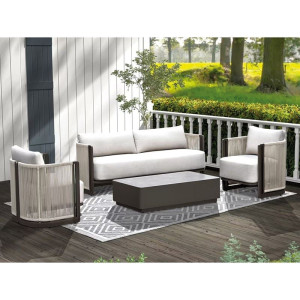 BOSTON Living Set Σαλόνι Καθιστικό Κήπου - Βεράντας Alu Ανθρακί - Μπεζ