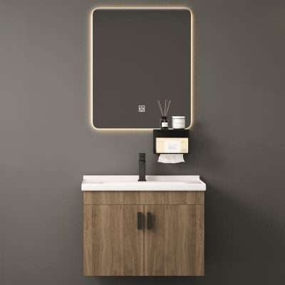 IDEA-3 Set Έπιπλο Μπάνιου Φυσικό, Καθρέπτης LED + Πάγκος με Νιπτήρα και Μπαταρία