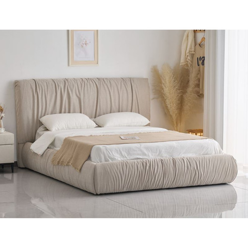 TOKYO Κρεβάτι Διπλό, για Στρώμα 160x200cm, Ύφασμα Μπεζ