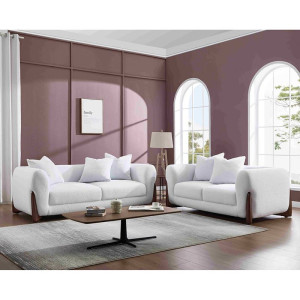 KANSAS Set Σαλόνι - Καθιστικό, 2Θέσιος-3Θέσιος, Teddy Ύφασμα Άσπρο