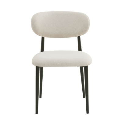 POINT Καρέκλα Τραπεζαρίας Μέταλλο Βαφή Μαύρο, Teddy Ύφασμα Άσπρο (ΣΕΤ 4 τεμ)