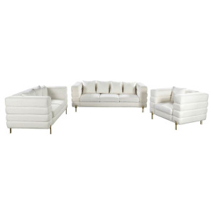 MORRIS Set Σαλόνι - Καθιστικό 3θέσιος + 2θέσιος + Πολυθρόνα Ύφασμα Teddy Άσπρο