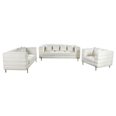 MORRIS Set Σαλόνι - Καθιστικό 3θέσιος + 2θέσιος + Πολυθρόνα Ύφασμα Teddy Άσπρο