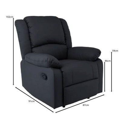 EVA Πολυθρόνα Relax Σαλονιού - Καθιστικού, PU Μαύρο