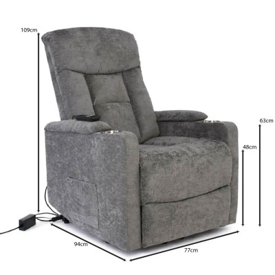 NANCY Lift-Relax Πολυθρόνα Σαλονιού - Καθιστικού, Ύφασμα Σκ.Γκρι (ηλεκτρική ανάκληση)
