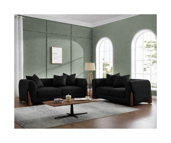 KANSAS Set Σαλόνι - Καθιστικό, 2Θέσιος-3Θέσιος, Teddy Ύφασμα Μαύρο