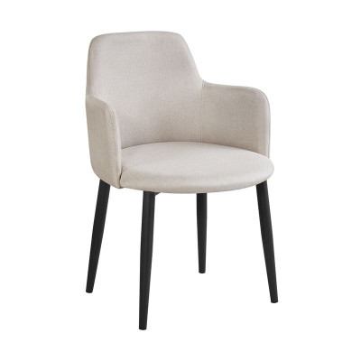 SOUL Πολυθρόνα Τραπεζαρίας Σαλονιού - Κουζίνας, Μέταλλο Βαφή Μαύρο, Ύφασμα Μπεζ (ΣΕΤ 2 τεμ)