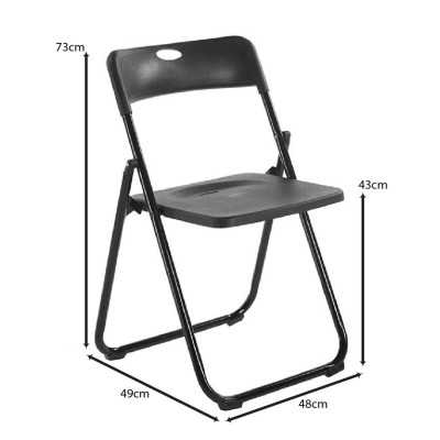 WENDY Καρέκλα Πτυσσόμενη, Μέταλλο Βαφή Μαύρο, PP Απόχρωση Μαύρο (ΣΕΤ 6 τεμ)