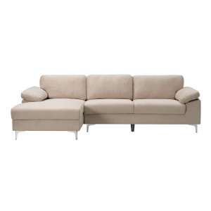 ALEX Καναπές Σαλονιού Καθιστικού Δεξιά Γωνία, Ύφασμα Μπεζ Velure