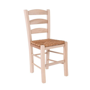 ΣΚΥΡΟΣ Καρέκλα Άβαφη Οξιά με Ψάθα Αβίδωτη