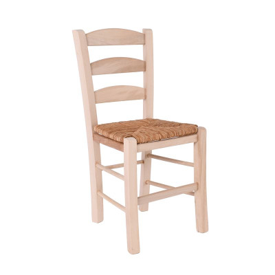 ΣΚΥΡΟΣ Καρέκλα Άβαφη Οξιά με Ψάθα Αβίδωτη