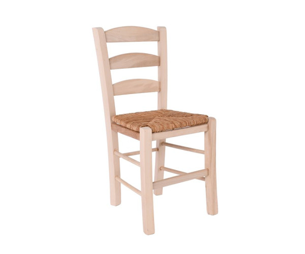 ΣΚΥΡΟΣ Καρέκλα Άβαφη Οξιά με Ψάθα Αβίδωτη