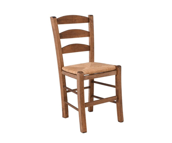 ΣΚΥΡΟΣ Καρέκλα Οξιά Βαφή Εμποτισμού Καρυδί, Κάθισμα Ψάθα Wheat Straw