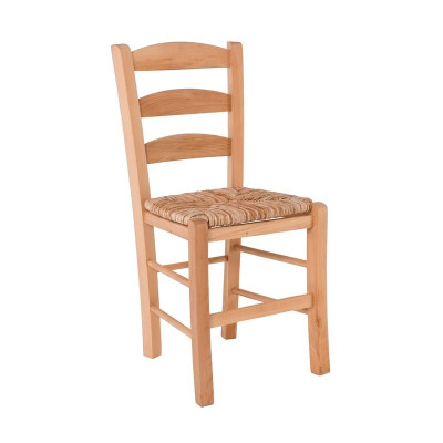 ΣΚΥΡΟΣ Καρέκλα Οξιά Βαφή Εμποτισμού Καρυδί, Κάθισμα Ψάθα